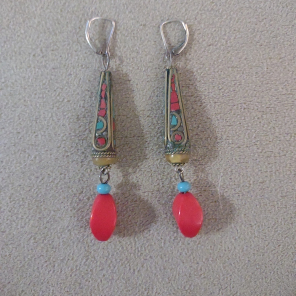 Tibetan brass earrings